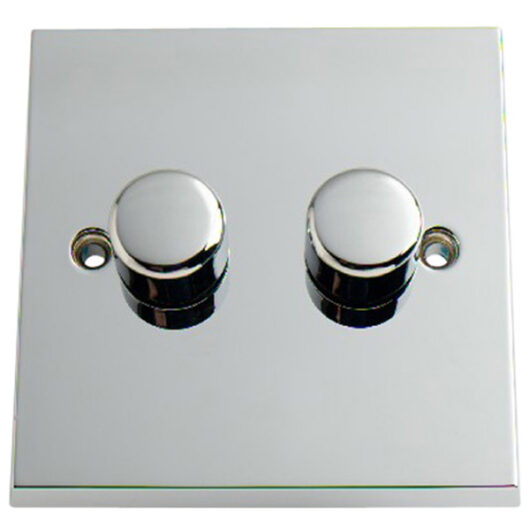 2-Gang 1-Way Dimmer Switch, 250 Watt, Chrome Plated