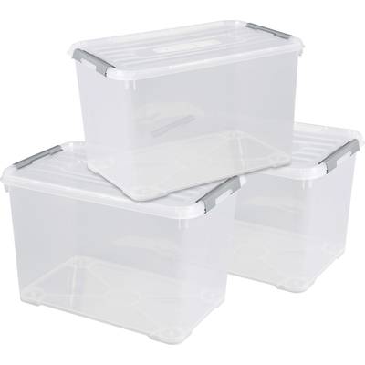 Curver 240682 Plastic box HANDY Closed, Stackable (W x H x D) 400 x 390 x 600 mm Transparent 3 pc(s)