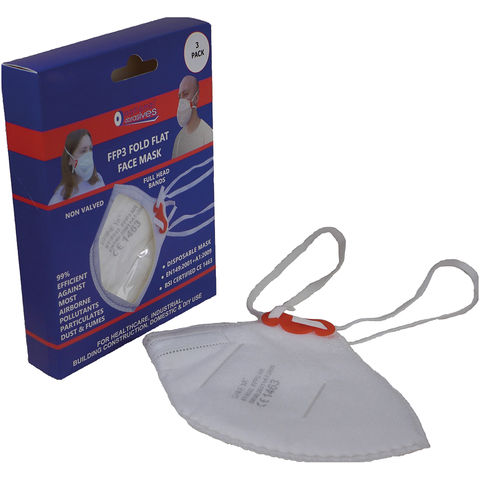 National Abrasives National Abrasives FFP3 Dust Mask Non-valved Fold Flat - Pack of 3