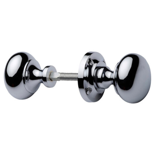 Victorian Style Rim Knob Set, Pair Chrome, 55mm Diameter