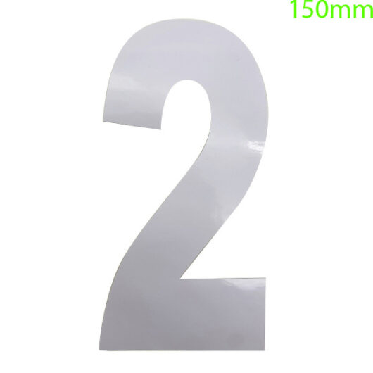 White High Visibility Reflective Self Adhesive Vinyl Numeral, 150mm Number 2