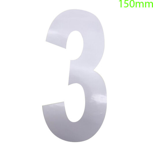 White High Visibility Reflective Self Adhesive Vinyl Numeral, 150mm Number 3