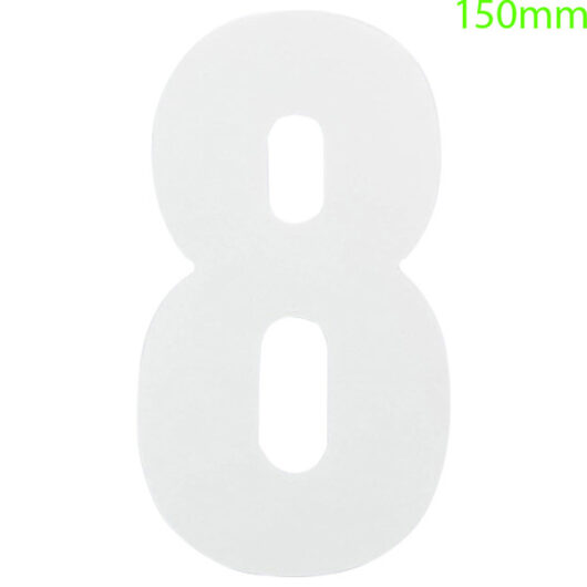 White Self Adhesive Vinyl Numeral, 150mm Number 8