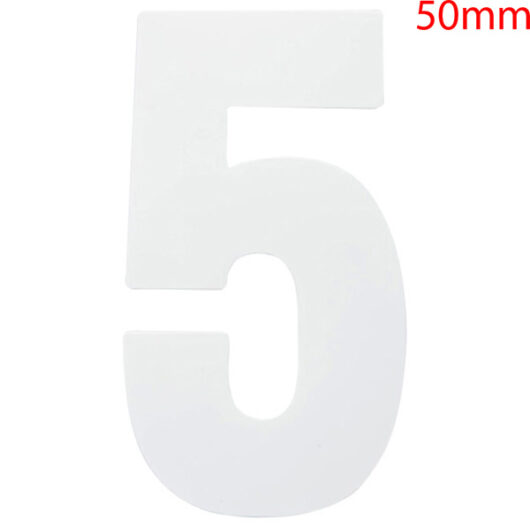 White Self Adhesive Vinyl Numeral, 50mm Number 5
