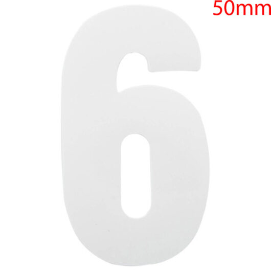 White Self Adhesive Vinyl Numeral, 50mm Number 6