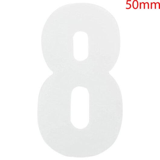 White Self Adhesive Vinyl Numeral, 50mm Number 8