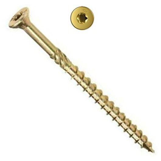 Wood Construction Self-Countersinking Screws with Torx Drive Head & Ribs, YZP 4.0 x 30mm (100 Pack)