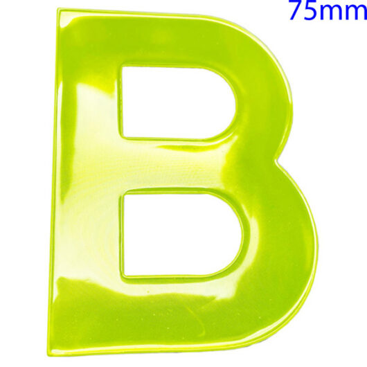 Yellow High Visibility Reflective Self Adhesive Vinyl Letter, 75mm Letter B