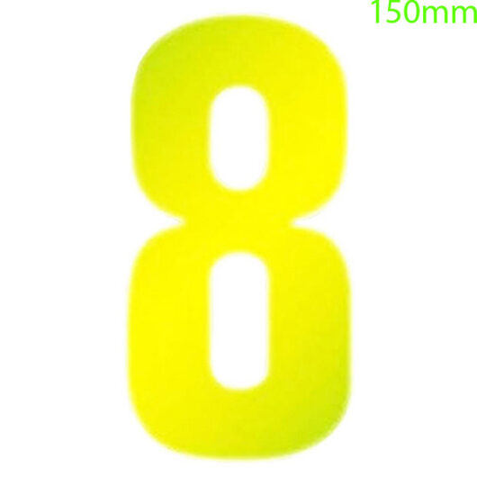 Yellow High Visibility Reflective Self Adhesive Vinyl Numeral, 150mm Number 8