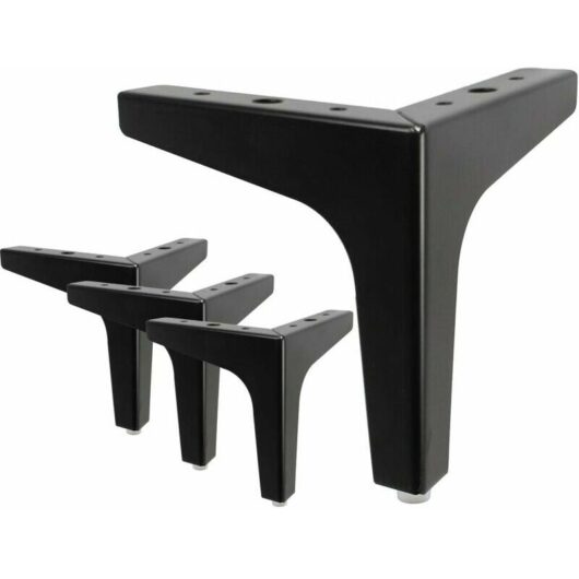 4 Piece Bed Legs, Metal Table Legs With Screws & Floor Protector For diy Furniture Sofa Armchair Sofa Chair 4 Inch Black