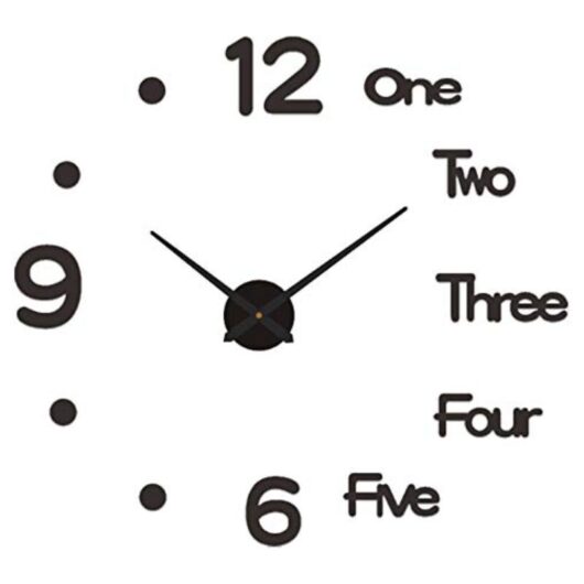 Aiperq - diy Wall Clocks,Size:30cm,Modern Fashion Wall Clock Frameless Wall Clock 3D Mirror Sticker Home Decoration Mute Wall Clock(Black)