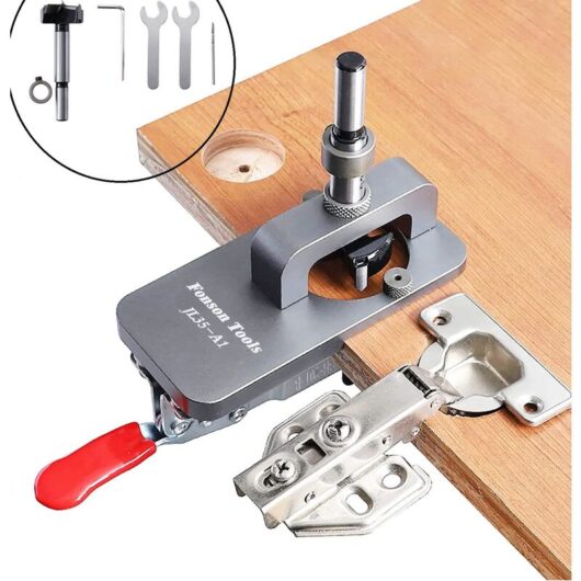Aougo - 35mm Hinge Jig,Door Cabinet Hinge Jig,Concealed Hinge Jig,Hole Punch,Drill Guide Locator for diy Woodworking