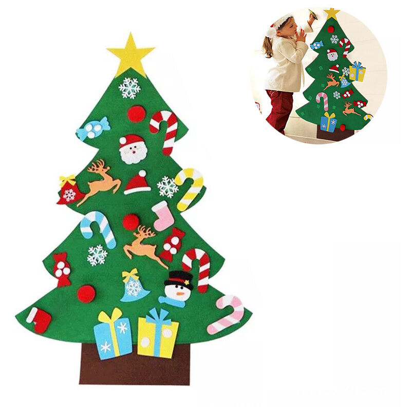 Coavas - AerWo diy Felt Christmas Tree Set + 26 Pieces Detachable Ornaments, Wall Hanging Christmas Gifts for Kids for Christmas Decorations