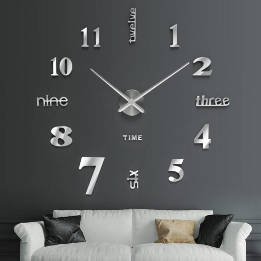 Tinor - 3D Wall Clock, diy Digital Wall Clock, Silent Movement, Modern Design Wall Clock, Giant Wall Clock for Bedroom Kitchen Living Room (60-120