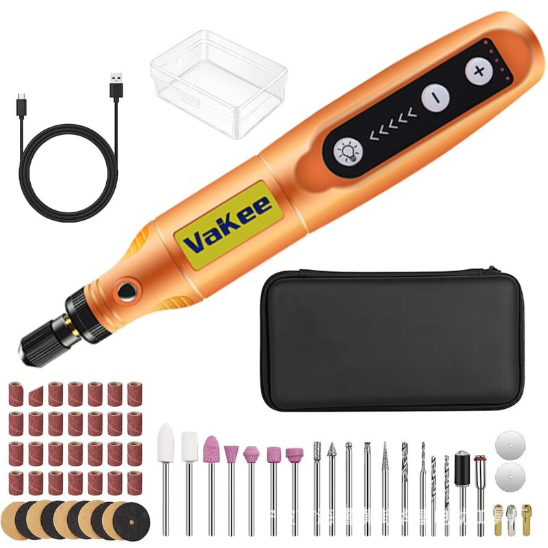 3.7V Cordless Multi-Function Rotary Tool, 5-Speed 18000RPM Max, Mini Cordless Drill with LED Light, 61Pcs Accessories for Carving, Polishing,