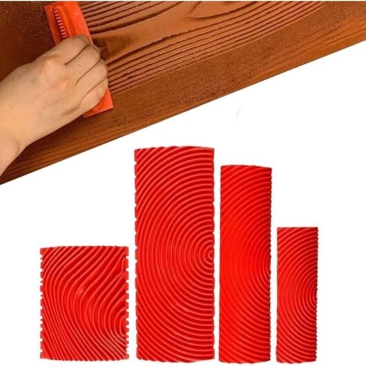 Wood Grain Painting Tool Templates Rubber Wood Grain Tool Wood Grain Tool Used for DIY and the bottom is decorated with fake wood grain 4pcs MUMU