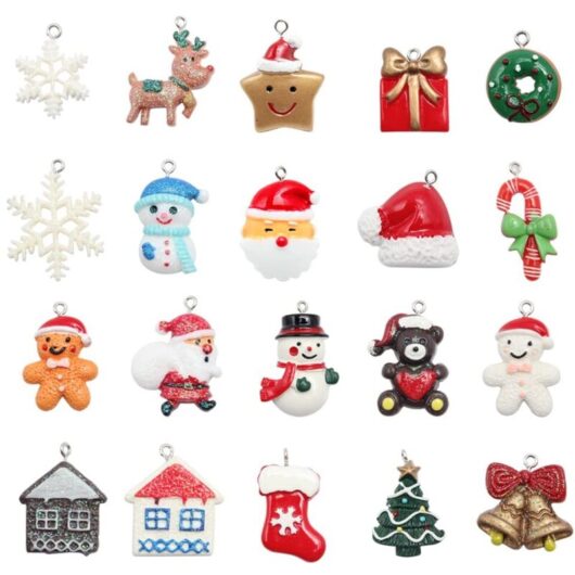 20 Pieces Resin Accessories Christmas Miniature Pendant diy Christmas Gifts Party Decoration Christmas Pendant for Christmas Tree Party Decoration