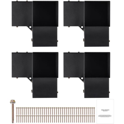Mophorn - Pergola Bracket Kit 6''x6''(Inner Size 5.6x5.6), 4pcs 3-Way Heavy Duty Corner Bracket Woodworks diy Post Base Kit, Easy Installation Wooden