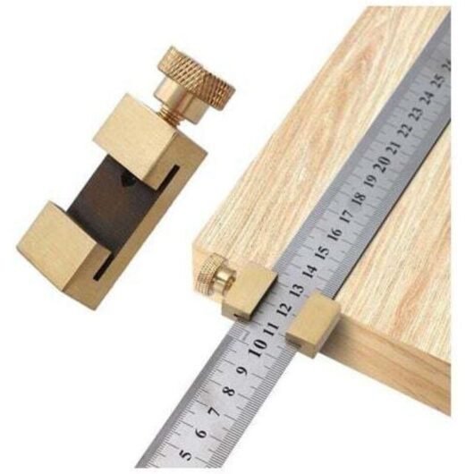 Stainless steel positioning ruler, ruler tool, brass steel ruler block, ruler stop, 30 cm marking ruler, marking tool, for woodworking, DIY and