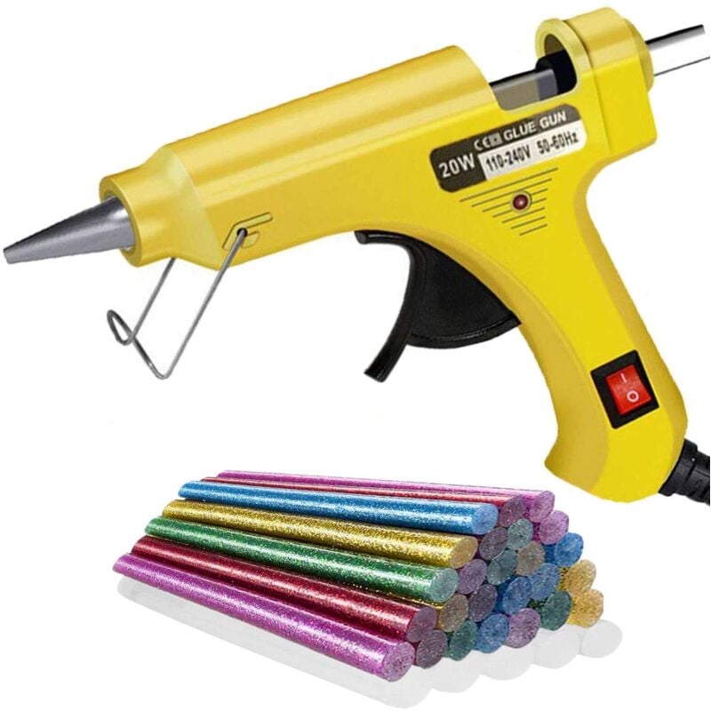 Tinor - 20W Hot Glue Gun, Mini Glue Gun with 30 Glue Sticks, Heating Glue Gun for Repair, Crafts, diy (Yellow)