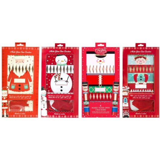 24 Make Your Own Christmas Crackers Santa Elf Snowman DIY Kit Children Empty