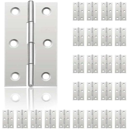 24pcs Small Door Hinges, Stainless Steel Hinge, DIY Door Hinges for Cabinet Door Piano Hinge Jewelry Boxes Home Furniture Wardrobe Hardware (44mm
