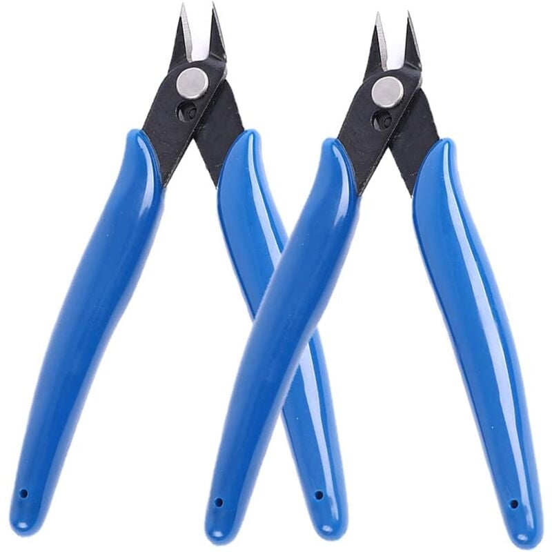 Aougo - 2pcs Precision Wire Cutter Electrical Cable Copper Plastic Side Cutters Stripping Pliers Diagonal Pliers Coil Making Tool diy Jewelry Craft