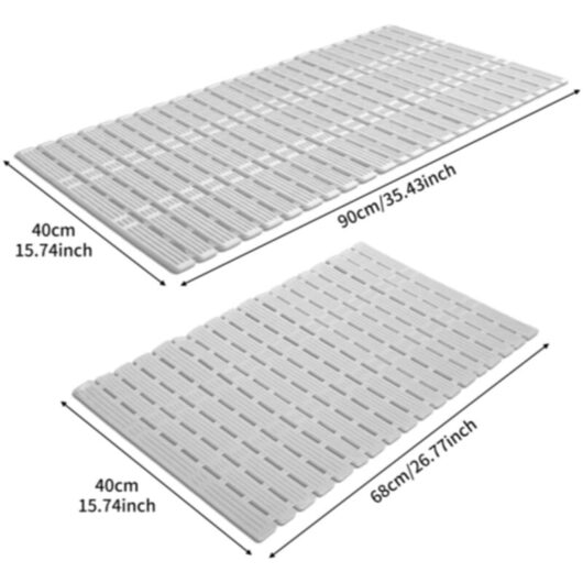 Bath Mat Non Slip Anti Mould 68x40cm for Elderly - Non Slip Shower Mat for Inside Showe DIY Cut, with Suction Cups Rubber Shower Mat