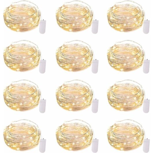 Fairy String Lights Battery Operated Waterproof Silver Wire 7ft 20 for diy Wedding Party Bedroom Patio Christmas