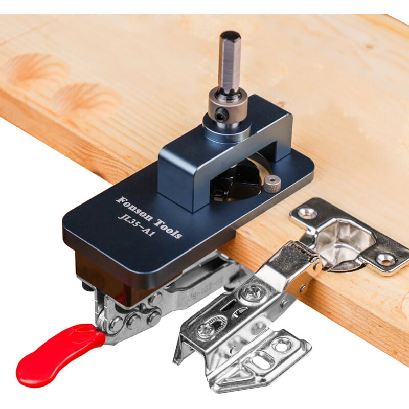 Ikodm - 35mm Hinge Jig, Door Cabinet Hinge Jig, Concealed Hinge Jig, Hole Puncher, Drill Guide Locator for diy Woodworking