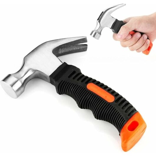 Mumu - Small Hammer Mini Hammer Steel Claw Hammer Non-Slip Claw Hammer with Ergonomic Rubber Handle for diy Woodworking Industry Work Chisel (Orange)