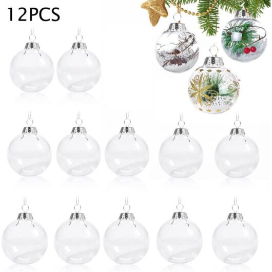 Other Christmas decorations, clear Christmas balls, 12 pieces of Christmas balls, DIY fillable balls, clear plastic balls, Christmas decorations (6