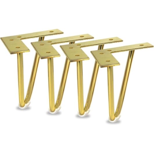 Set of 4 15cm Gold Metal Furniture Legs, Heavy Duty Hairpin Legs for Cabinets, TV Stands, Dressers, DIY Home Projects