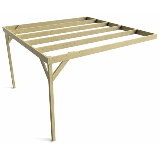 Wall-mounted wooden box pergola, complete DIY kit, 3m x 3.6m (Natural finish)