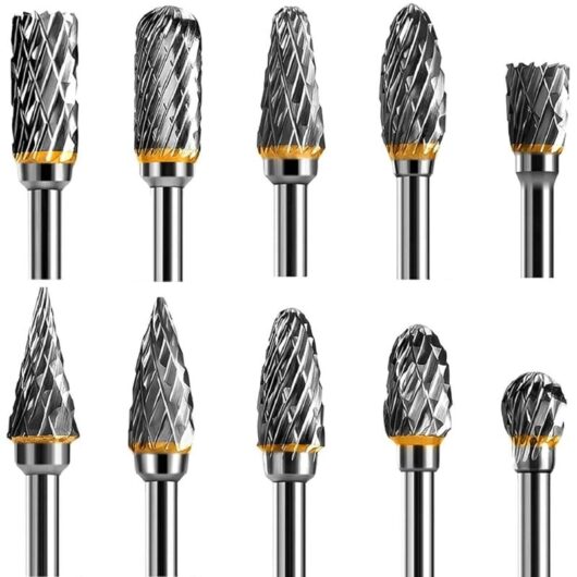 10Pcs Tungsten Carbide Steel Rotary Burr Set Double Edge Rotary Tool Bits 1/8' Shank for Rotary Tool diy Wood Carving Metal Polishing Engraving