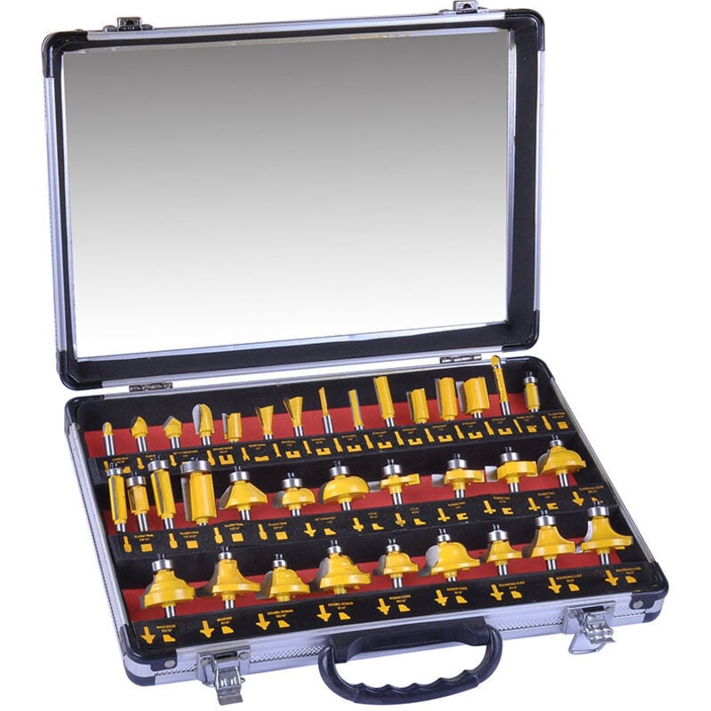 35 Piece Router Bit Set, 1/4" Shank, Woodworking DIY, with Premium Aluminum Carry Case.