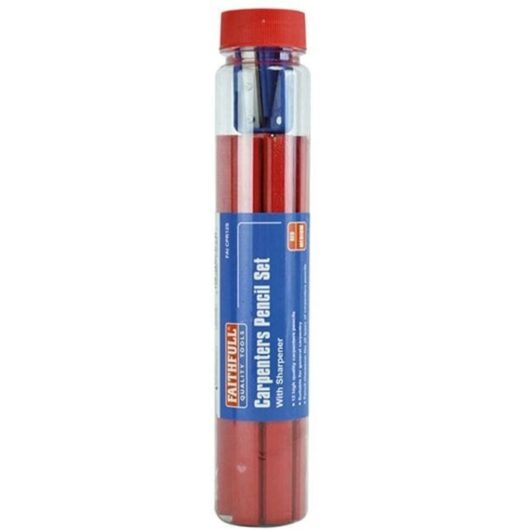 Faithfull - Carpenter's Pencils Tube & Sharpener FAICPR12S