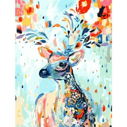 Hoopzi - Diy Digital Oil Painting Canvas Painting By Numbers Kits Colored Abstract Fawn Romance For Adult Beginners Children 40X50Cm