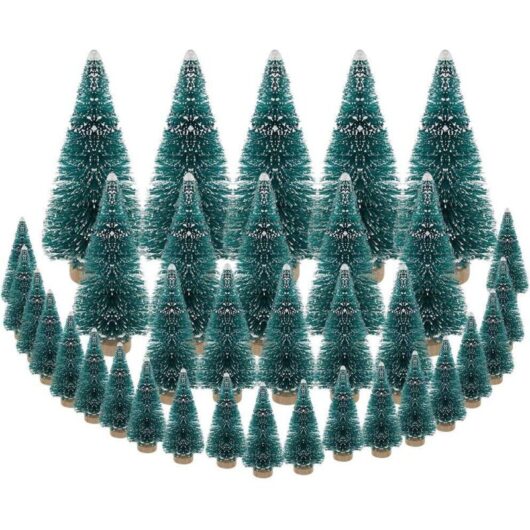 Tinor - 35Pcs Christmas Tree, Artificial Christmas Tree Mini Sisal Trees with Wooden Base Ideal for Christmas Decoration, Bedroom, diy, Party - 4