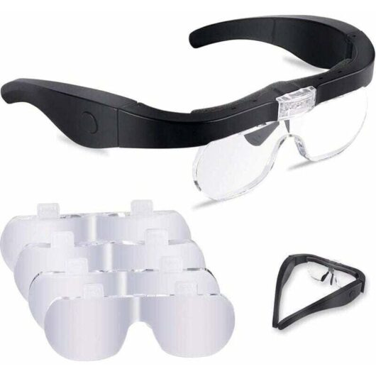 Ymyny - Magnifying Glass with 2 LEDs and 4 Removable Lenses for Reading, Jewelry Making, Sewing and diy mumu