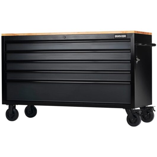 Bunker 5 Drawer Workbench Tool Roller Cabinet Black / Grey