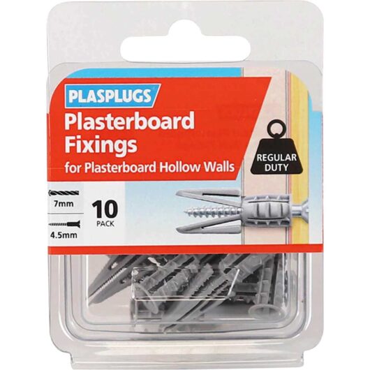 Plasplugs Plasterboard Hollow Wall Fixings Pack of 10