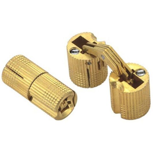 10 Pcs Brass Cylinder Hinges, Concealed Invisible Barrel Hinge for DIY Wooden Door, Cabinet, Caravan, 10 mm