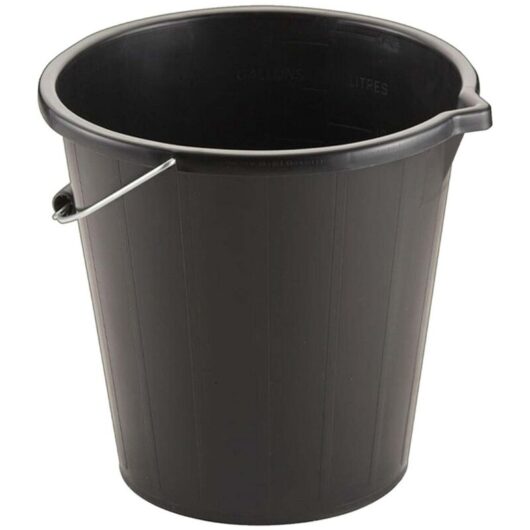 10 x 14 Litre Black Plastic Water Storage Cement Mixing Buckets
