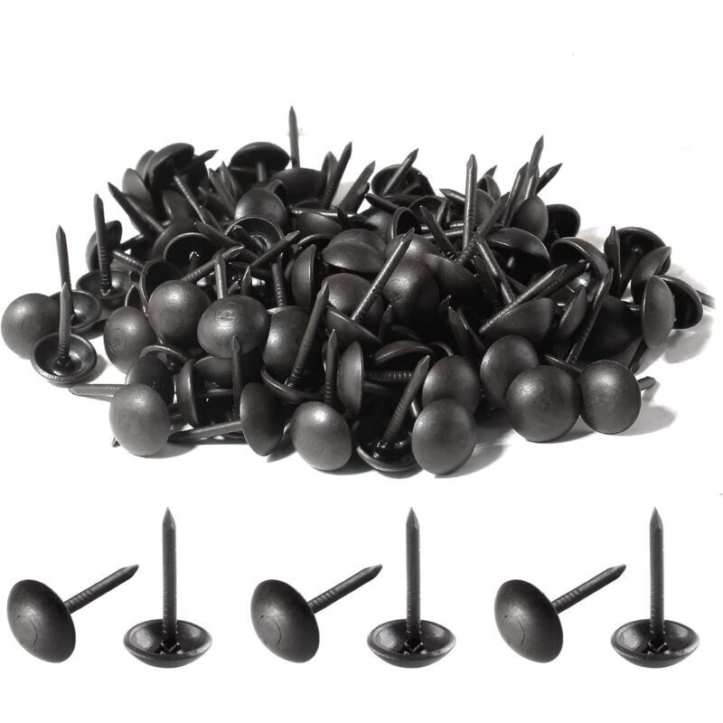 200 Pieces Black Upholstery Tacks Antique Metal Round Head Upholstery Pins for Upholstered Furniture Cork Board DIY 7 x 13 mm