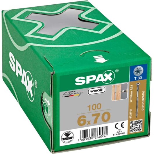 Spax Wirox T Star Plus Flat Frame Adjusting Wood Screws 6mm 70mm Pack of 100