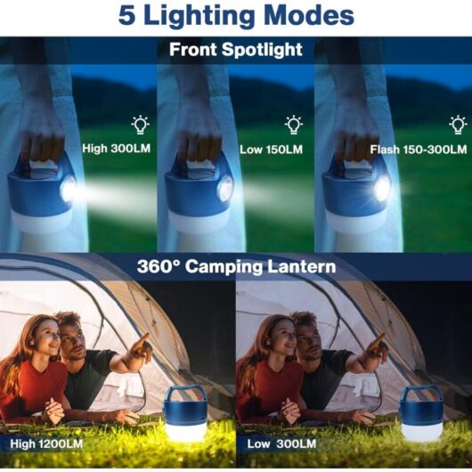 Usb or Solar Rechargeable led Lantern Camping Lamp 2400mAh Flashlight 5 Modes Waterproof Portable Hanging for Camping, Reading, diy, Emergency,