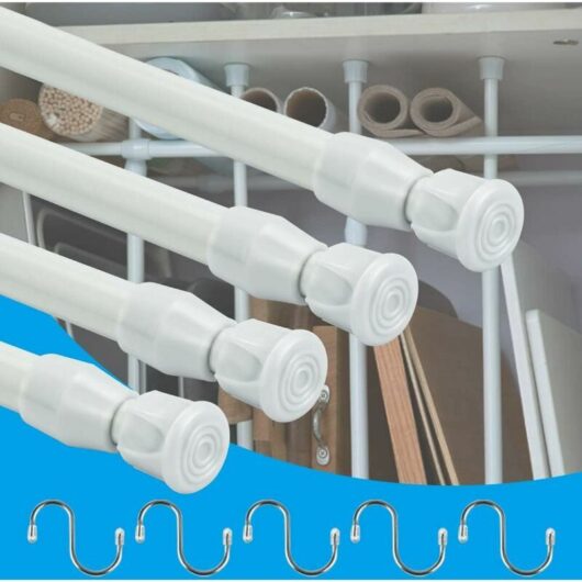 5 Pieces Expandable Curtain Rod, Telescopic Shower Curtain Rod 30-50 Adjustable Extendable Spring Tension Rods for DIY Projects, Mounting Without