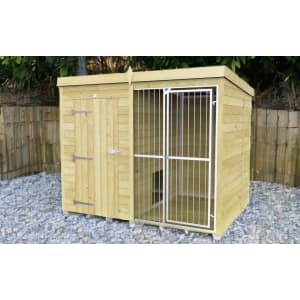 DIY Sheds Timber Dog Kennel And Run (Full Height With Bars) 8 x 6 ft