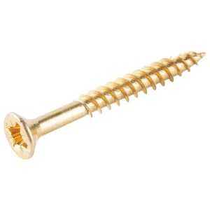 Wickes Brass Plated Wood Screws - 3.5 x 30mm - Pack of 50